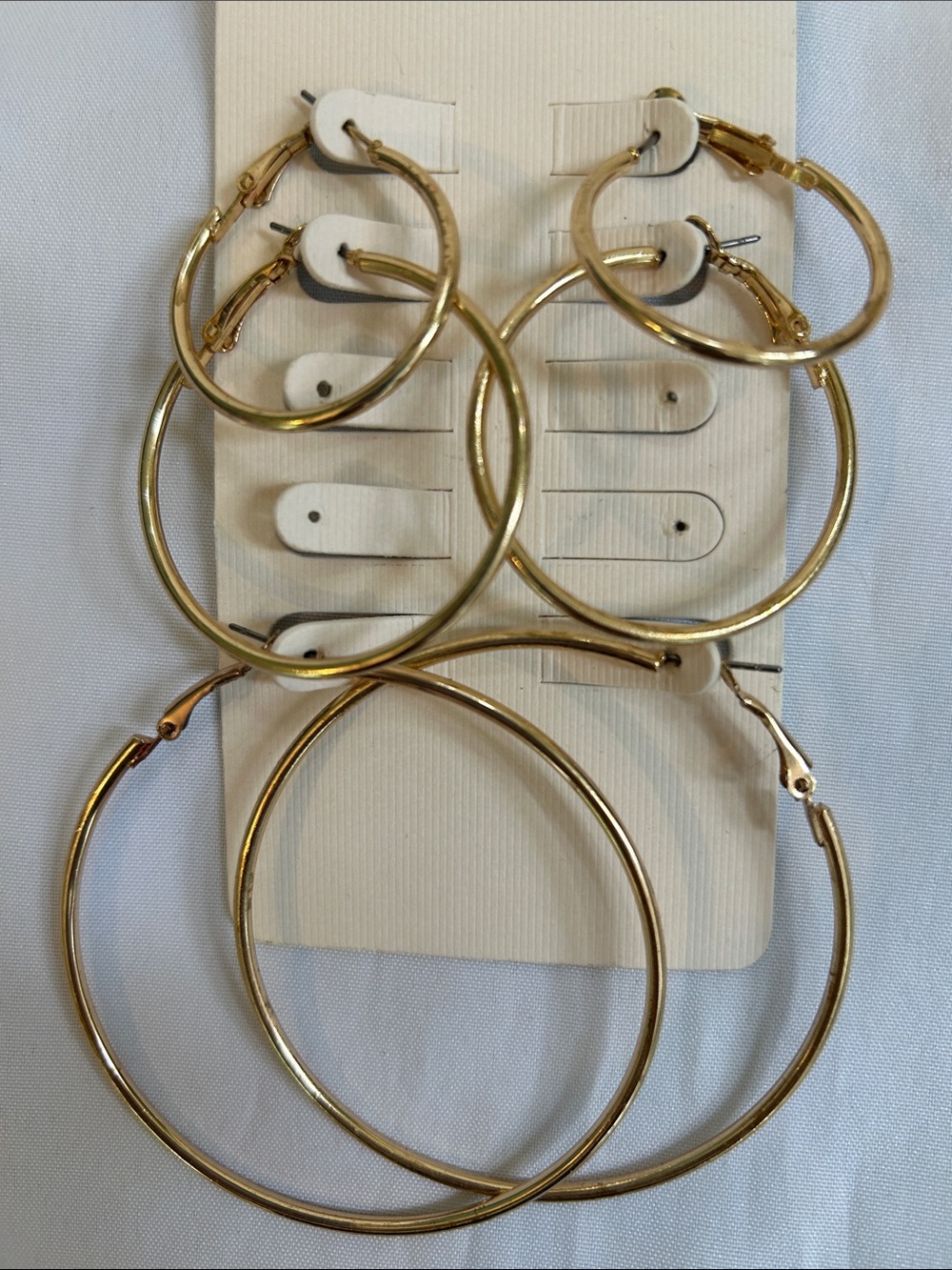 Primark Gold Tone 3 Pair Hoop Earring Set